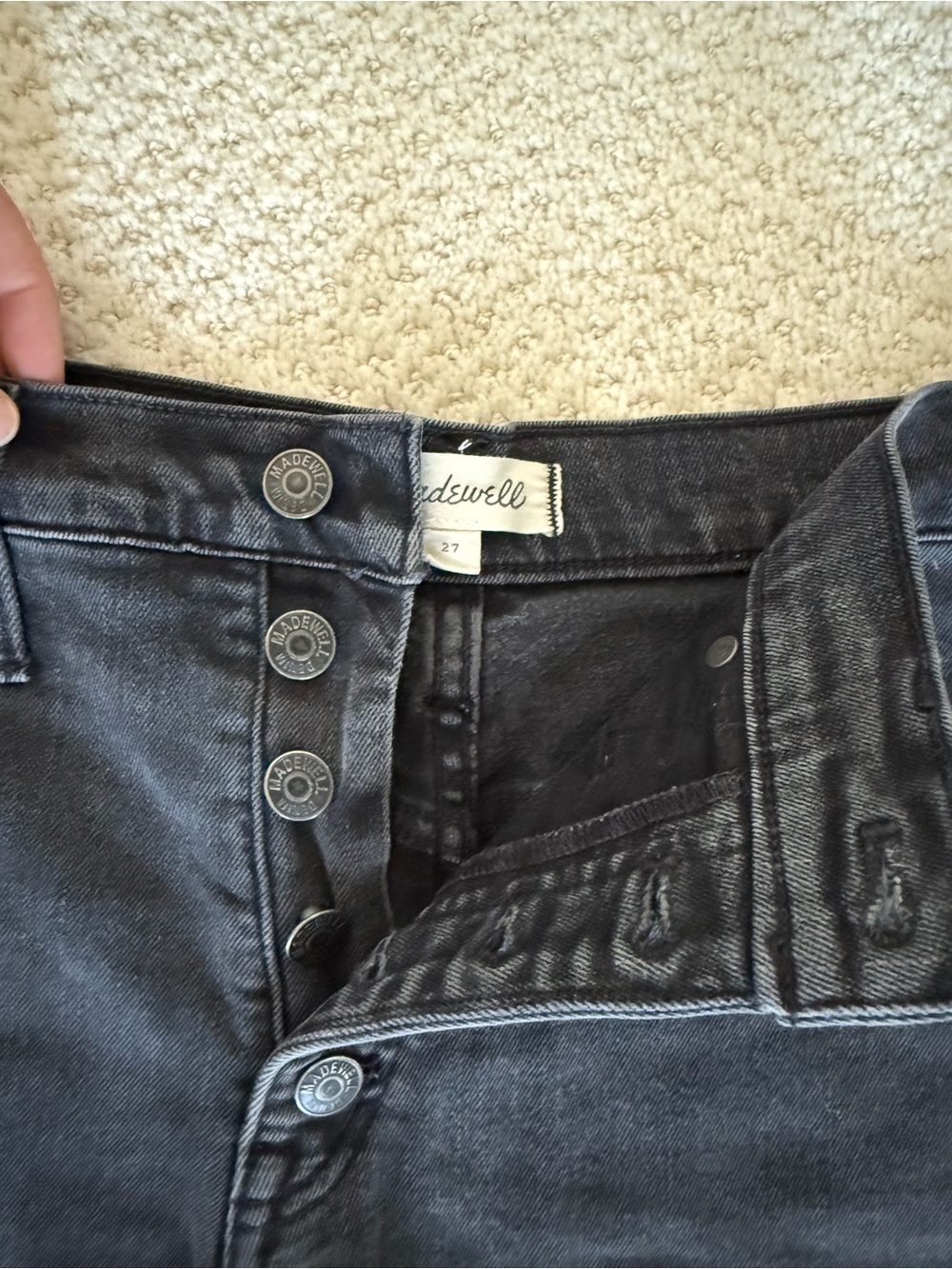 Madewell- Black Button-Front Denim Shorts 27 - Picture 5 of 8